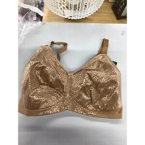 Elila women’s mocha wirefree bra size 40F cheetah thick straps new JCPenney
